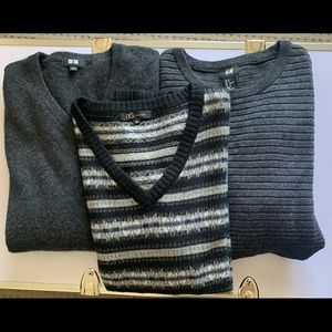 Men’s black/dark gray sweater bundle (3 items)